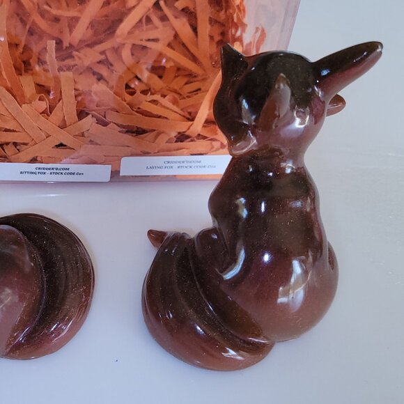 FOX SET 2pc COPPER Resin Figurines New Animal GARDEN HOME collectible - Picture 4 of 4